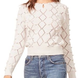 REFORMATION Marie Pom Pom Cropped Sweater